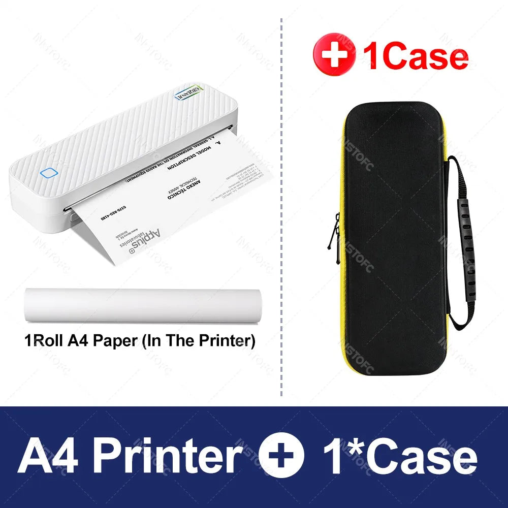 Portable Thermal Printer A4 Text or Photo Bluetooth PDF Document Printing Machine Folded Paper Rolls for Office Work